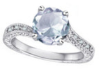 Star K Antique Vintage Style Round 7mm Genuine Aquamarine Solitaire Engagement Promise Ring