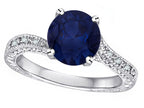 Star K Antique Vintage Style Round 7mm Genuine Sapphire Solitaire Engagement Promise Ring