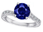 Star K Antique Vintage Style Round 7mm Created Sapphire Solitaire Engagement Promise Ring
