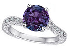 Star K Antique Vintage Style Round 7mm Simulated Alexandrite Solitaire Engagement Promise Ring
