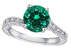 Star K Antique Vintage Style Round 7mm Simulated Emerald Solitaire Engagement Promise Ring