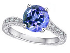 Star K Antique Vintage Style Round 7mm Simulated Tanzanite Solitaire Engagement Promise Ring