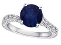 Star K Antique Vintage Style Round 7mm Genuine Sapphire Solitaire Engagement Promise Ring