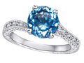 Star K Antique Vintage Style Round 7mm Genuine Blue Topaz Solitaire Engagement Promise Ring