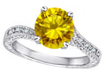 Star K Antique Vintage Style Round 7mm Genuine Citrine Solitaire Engagement Promise Ring