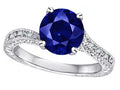 Star K Antique Vintage Style Round 7mm Created Sapphire Solitaire Engagement Promise Ring