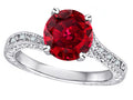 Star K Antique Vintage Style Round 7mm Created Ruby Solitaire Engagement Promise Ring