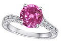 Star K Antique Vintage Style Round 7mm Created Pink Sapphire Solitaire Engagement Promise Ring