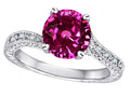 Star K Antique Vintage Style Round 7mm Simulated Pink Tourmaline Solitaire Engagement Promise Ring