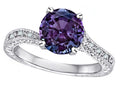 Star K Antique Vintage Style Round 7mm Simulated Alexandrite Solitaire Engagement Promise Ring