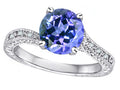 Star K Antique Vintage Style Round 7mm Simulated Tanzanite Solitaire Engagement Promise Ring