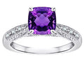 Star K Cushion-Cut 7mm Genuine Amethyst Antique Vintage Style Solitaire Engagement Promise Ring