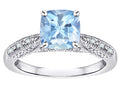 Star K Cushion-Cut 7mm Genuine Sky Blue Topaz Antique Vintage Style Solitaire Engagement Promise Ring