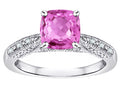 Star K Cushion-Cut 7mm Created Pink Sapphire Antique Vintage Style Solitaire Engagement Promise Ring