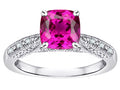 Star K Cushion-Cut 7mm Simulated Pink Tourmaline Antique Vintage Style Solitaire Engagement Promise Ring