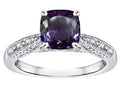 Star K Cushion-Cut 7mm Simulated Alexandrite Antique Vintage Style Solitaire Engagement Promise Ring