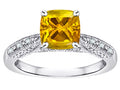 Star K Cushion-Cut 7mm Genuine Citrine Antique Vintage Style Solitaire Engagement Promise Ring