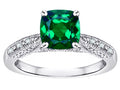 Star K Cushion-Cut 7mm Simulated Emerald Antique Vintage Style Solitaire Engagement Promise Ring