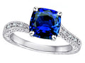 Star K Antique Vintage Style Cushion-Cut 7mm Created Sapphire Solitaire Engagement Promise Ring