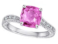 Star K Antique Vintage Style Cushion-Cut 7mm Created Pink Sapphire Solitaire Engagement Promise Ring
