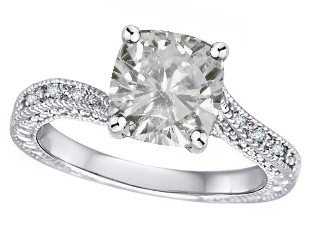 Star K Antique Vintage Style Cushion-Cut 7mm Genuine White Topaz Solitaire Engagement Promise Ring
