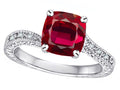 Star K Antique Vintage Style Cushion-Cut 7mm Created Ruby Solitaire Engagement Promise Ring