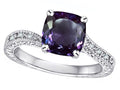 Star K Antique Vintage Style Cushion-Cut 7mm Simulated Alexandrite Solitaire Engagement Promise Ring
