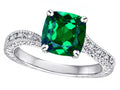 Star K Antique Vintage Style Cushion-Cut 7mm Simulated Emerald Solitaire Engagement Promise Ring