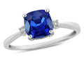 Star K 7mm Cushion-Cut Created Sapphire Classic three 3 stone Engagement Promise Ring