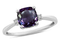 Star K 7mm Cushion-Cut Simulated Alexandrite Classic three 3 stone Engagement Promise Ring