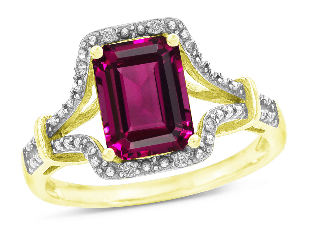 Star K Octagon Emerald Cut 8x6 Genuine Rhodolite Vintage Look Split Shank Ring
