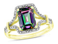 Star K Octagon Emerald Cut 8x6 Rainbow Mystic Topaz Vintage Look Split Shank Ring