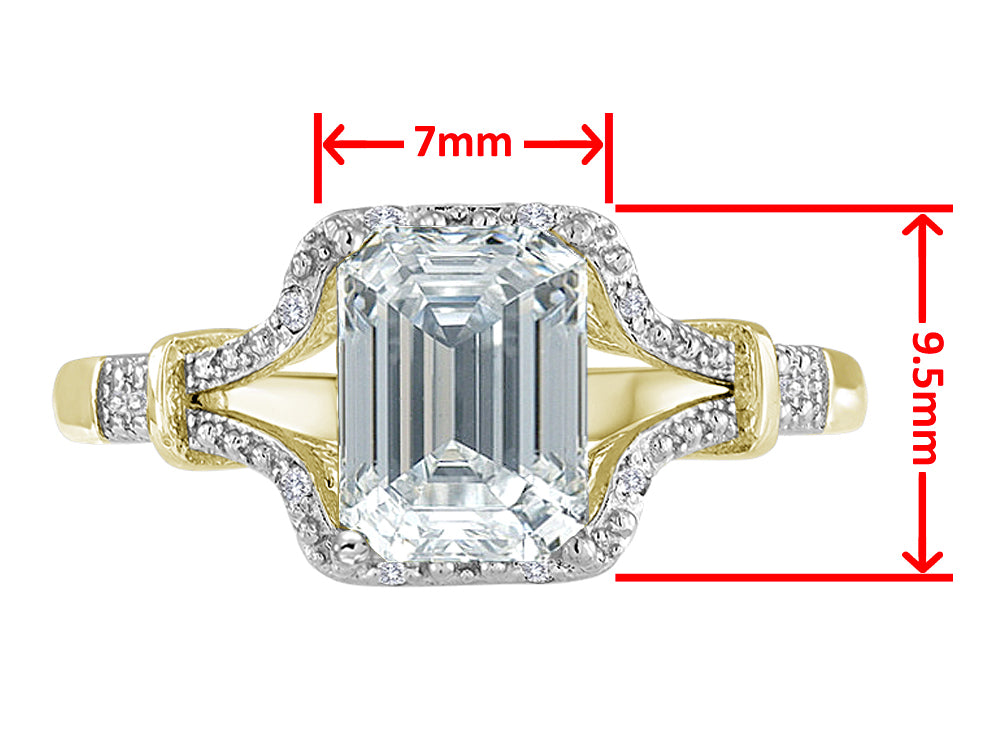 Star K Octagon Emerald Cut 8x6 Genuine White Topaz Vintage Look Split Shank Ring