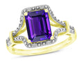 Star K Octagon Emerald Cut 8x6 Genuine Amethyst Vintage Look Split Shank Ring