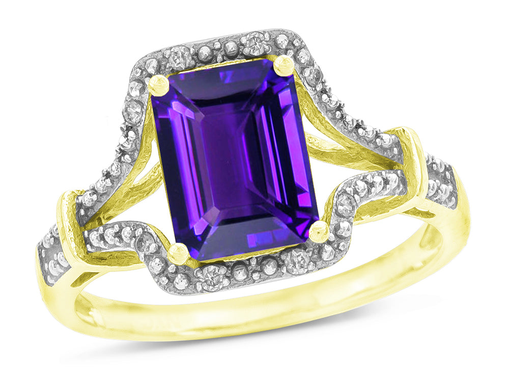 Star K Octagon Emerald Cut 8x6 Genuine Amethyst Vintage Look Split Shank Ring
