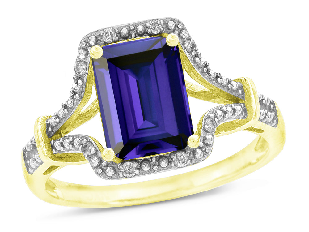 Star K Octagon Emerald Cut 8x6 Genuine Iolite Vintage Look Split Shank Ring