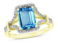 Star K Octagon Emerald Cut 8x6 Genuine Blue Topaz Vintage Look Split Shank Ring