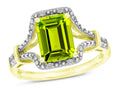 Star K Octagon Emerald Cut 8x6 Genuine Peridot Vintage Look Split Shank Ring