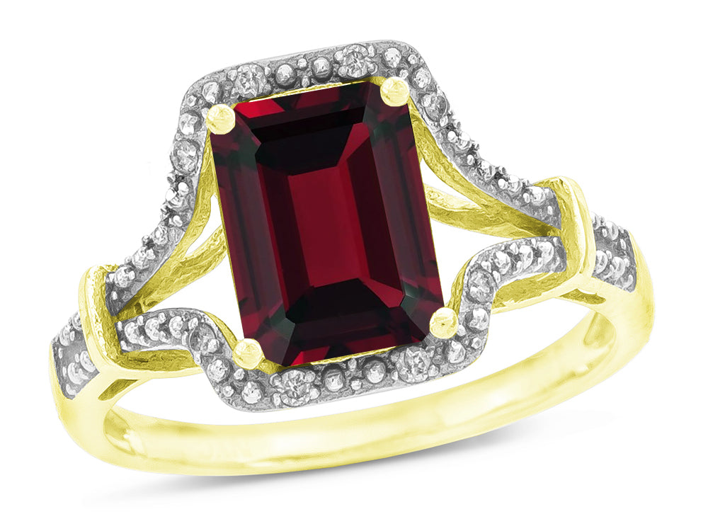 Star K Octagon Emerald Cut 8x6 Genuine Garnet Vintage Look Split Shank Ring