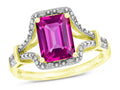 Star K Octagon Emerald Cut 8x6 Created Pink Sapphire Vintage Look Split Shank Ring