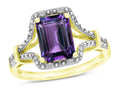 Star K Octagon Emerald Cut 8x6 Simulated Alexandrite Vintage Look Split Shank Ring