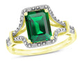 Star K Octagon Emerald Cut 8x6 Simulated Emerald Vintage Look Split Shank Ring