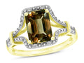 Star K Octagon Emerald Cut 8x6 Genuine Smoky Quartz Vintage Look Split Shank Ring