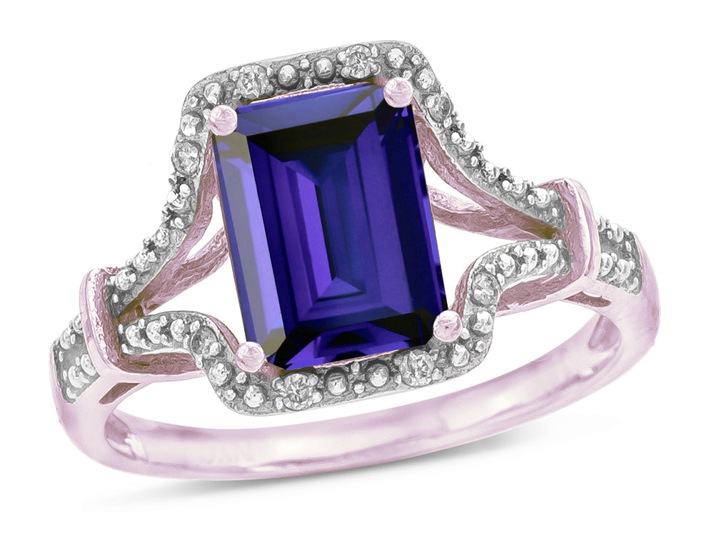 Star K Octagon Emerald Cut 8x6 Genuine Iolite Vintage Look Split Shank Ring