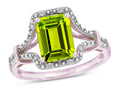 Star K Octagon Emerald Cut 8x6 Genuine Peridot Vintage Look Split Shank Ring