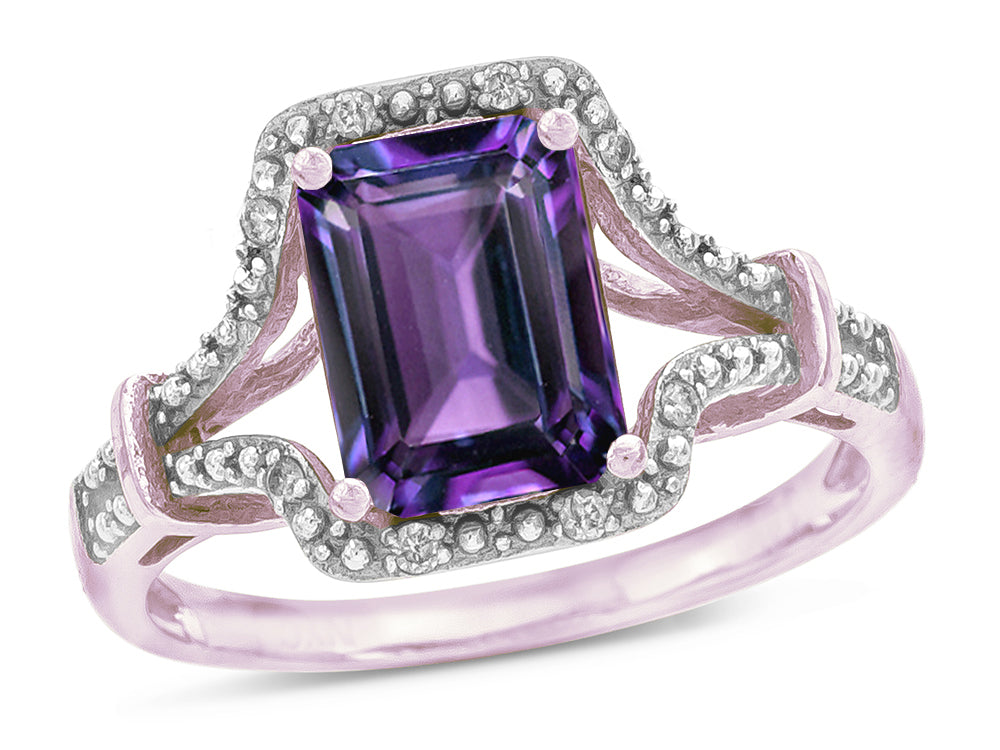 Star K Octagon Emerald Cut 8x6 Simulated Alexandrite Vintage Look Split Shank Ring