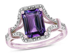 Star K Octagon Emerald Cut 8x6 Simulated Alexandrite Vintage Look Split Shank Ring