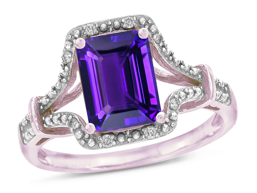 Star K Octagon Emerald Cut 8x6 Genuine Amethyst Vintage Look Split Shank Ring