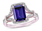 Star K Octagon Emerald Cut 8x6 Genuine Iolite Vintage Look Split Shank Ring