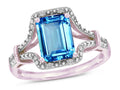 Star K Octagon Emerald Cut 8x6 Genuine Blue Topaz Vintage Look Split Shank Ring